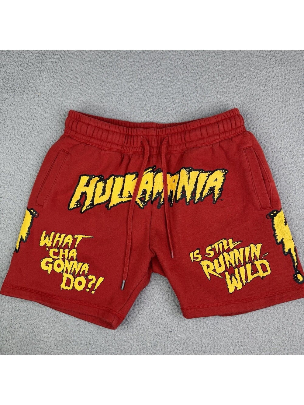 WWE Hulk Hogan Hulkamania Red Fleece Jogger Shorts Men’s Large 32x6 Shoe Palace